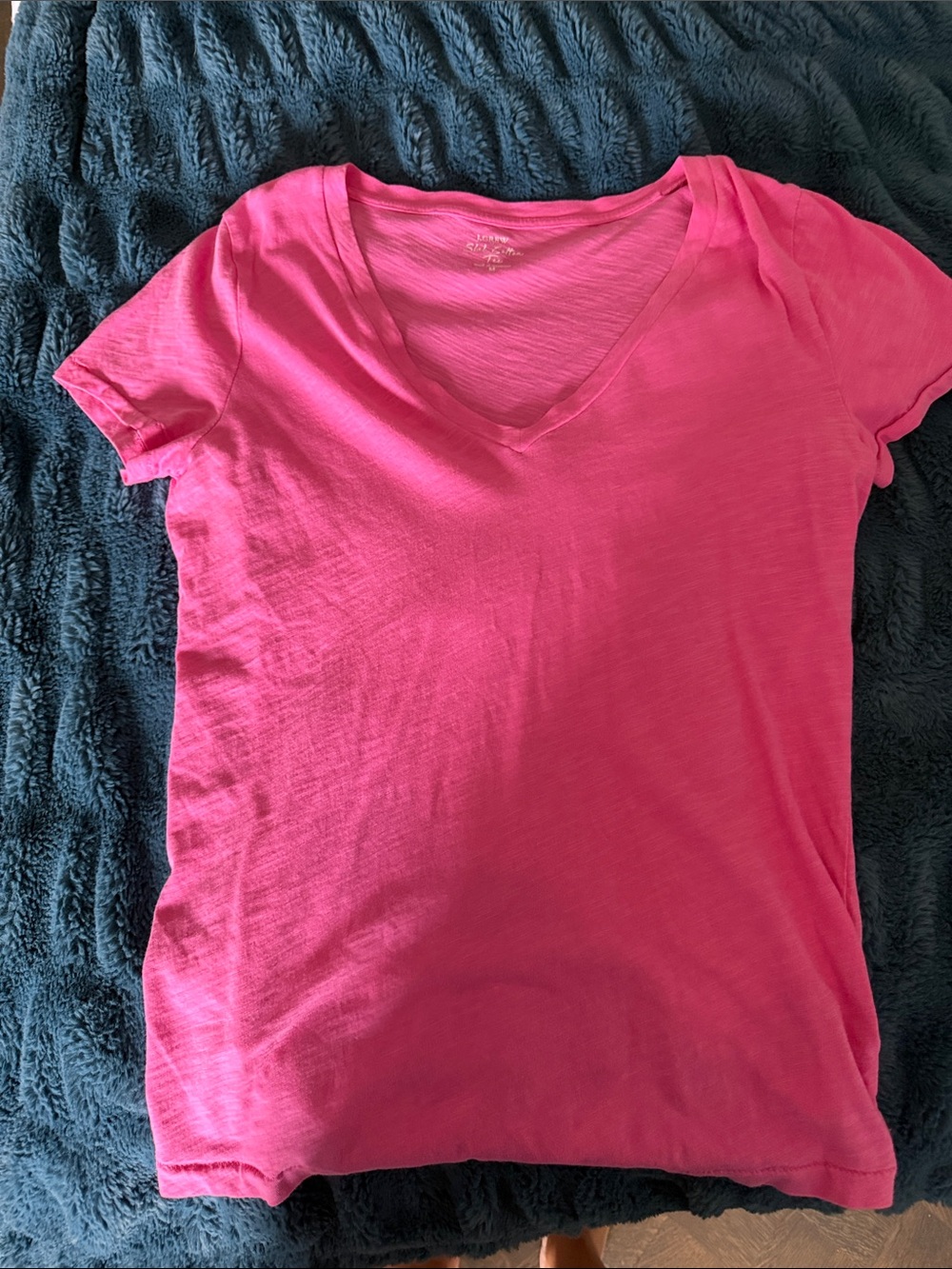 J Crew Women’s Pink V-Neck Short Sleeve Slub Tee